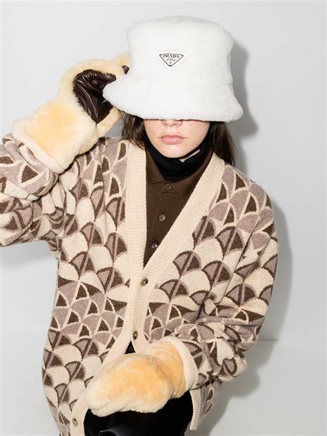 prada shearling cap|shearling bucket hat.